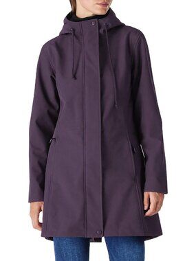 Women Purple Fleece Lined Softshell Hiking Windbreaker Insulated Rain Parka Coat